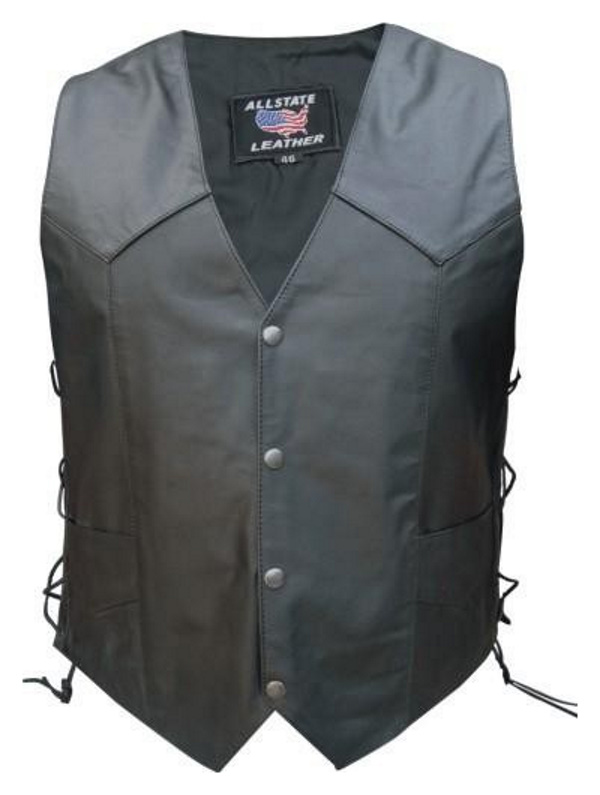 (image for) Men's Black Leather Lone Star Vest with Side Laces